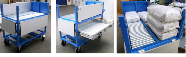 Chariot de manutention spéciale, ergonomique
